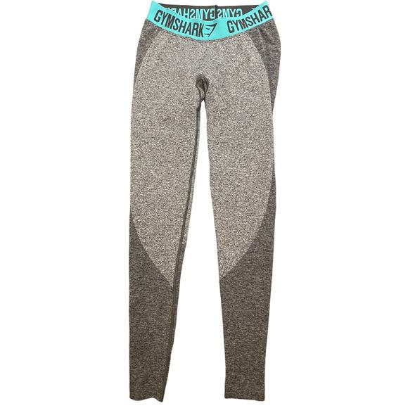 Gymshark Pants - Gymshark Flex Legging V3 Seamless Contour Womens S Teal Charcoal logo waistband